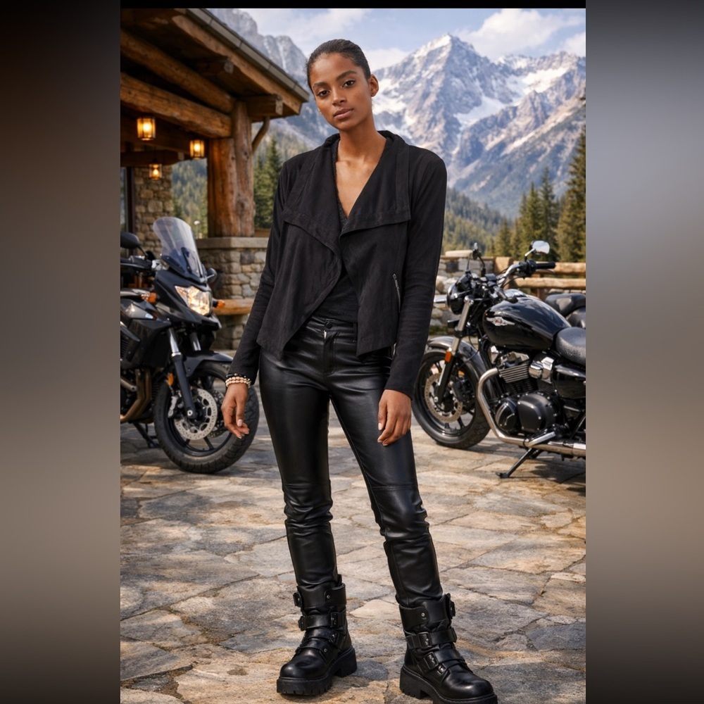 Anthropologie Black Draped Open Front Jacket